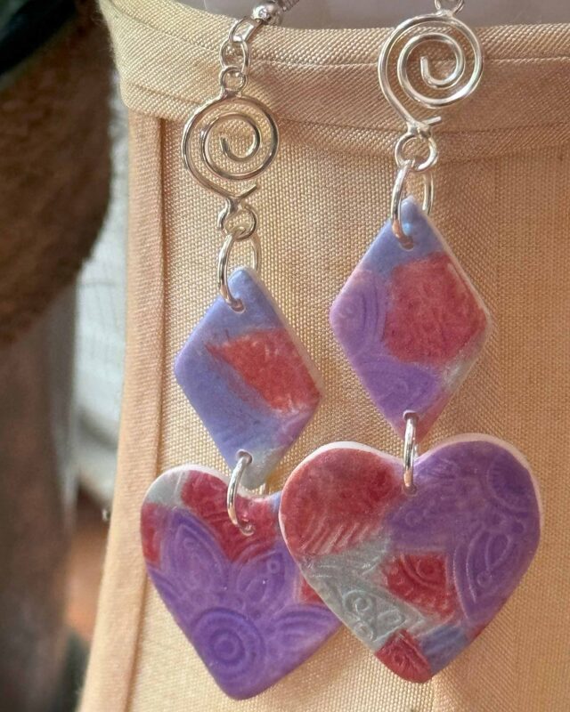 Pastel Heart Earrings From the Flora & Fauna Collection at Life in Clay & Art.