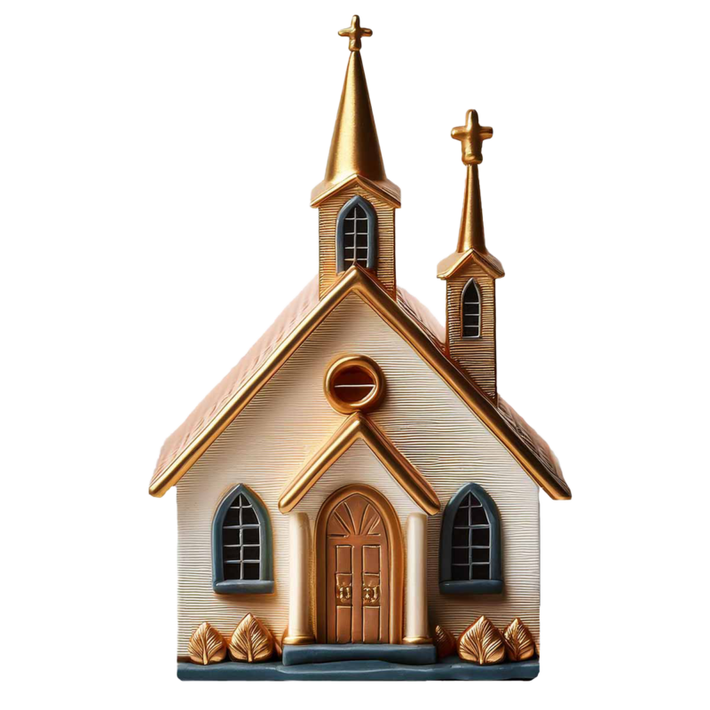 White country church, handmade architecture art in clay.